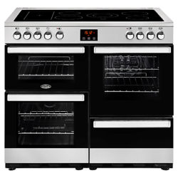Belling Cookcentre 100E Electric Range Cooker with Ceramic Hob Stainless Steel/Black